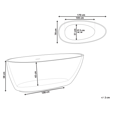 TEFE freestanding bathtub 170 x 78 cm Black [2]