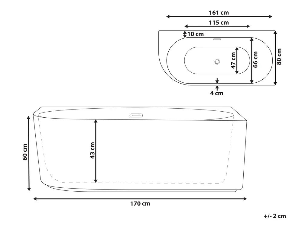 Cadă pe colț GOCTA Stânga 170 x 80 cm Negru [1]