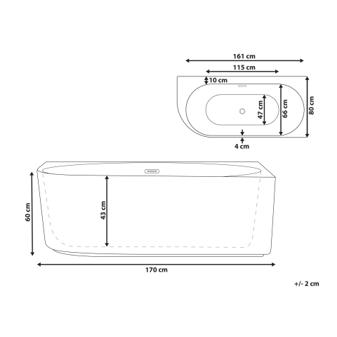 Cadă pe colț GOCTA Stânga 170 x 80 cm Negru [2]