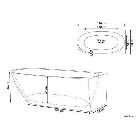 Corner bathtub PARNAIBA Left 170 x 80 cm White [2]