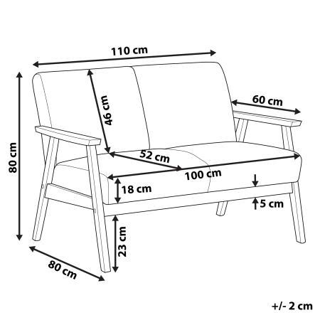 Canapea cu 2 locuri ASNES  Gri [2]