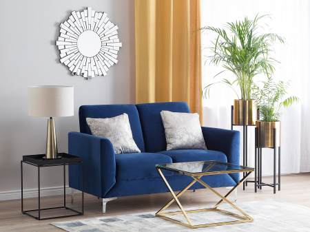 Canapele - Canapea cu 2 locuri FENES Catifea Bleumarin