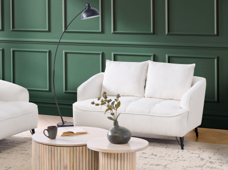 Canapele - Canapea cu 2 locuri HOBRO Boucle Alb
