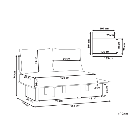 SALO 2-seater sofa Blue with tables [2]