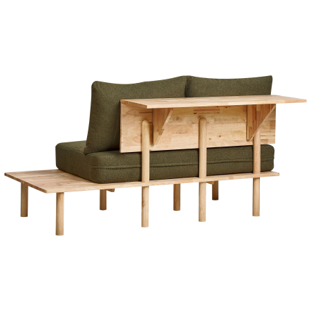 2-seater sofa SALO Boucle Dark green with tables [6]