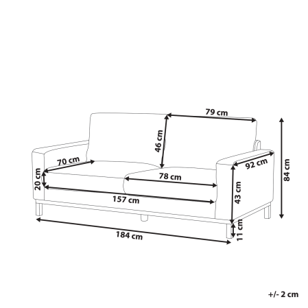 Canapea cu 2 locuri SIGGARD  Gri [2]