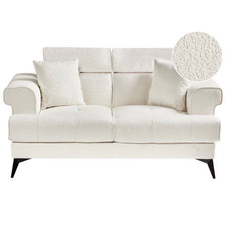 Canapea cu 2 locuri SKIVE Boucle Alb [1]