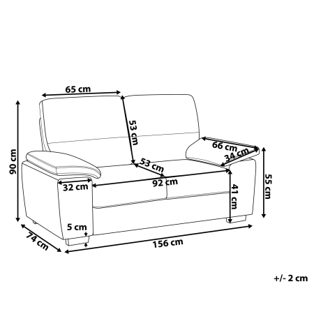 Canapea cu 2 locuri VOGAR Piele ecologică Maro auriu [2]