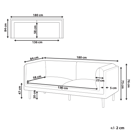 Canapea cu 2 locuri VORGOD  Alb-murdar [2]