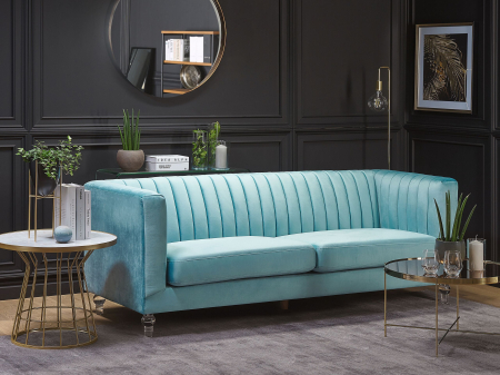 Canapea cu 3 locuri - 3-seater sofa ARVIKA Velvet Light blue