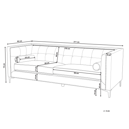 Canapea cu 3 locuri AVALDSENES Catifea Bleumarin [2]