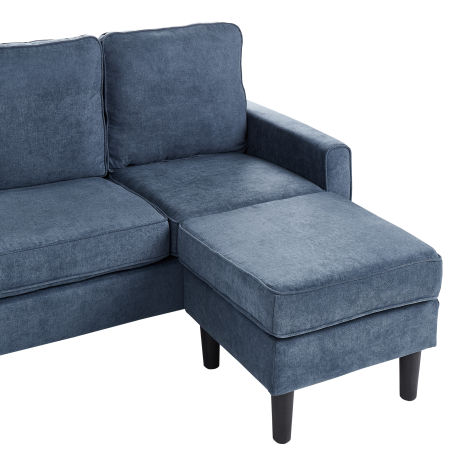 Canapea cu 3 locuri AVESTA  Albastru închis cu otoman [7]