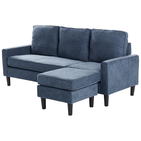 Canapea cu 3 locuri AVESTA  Albastru închis cu otoman [3]