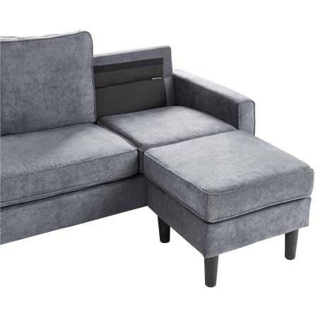 3-seater sofa bed AVESTA Dark grey with ottoman [8]