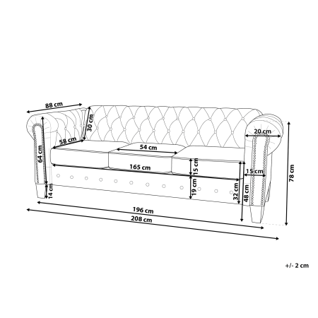 Canapea cu 3 locuri CHESTERFIELD  Bej [2]