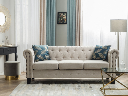 Canapele - Canapea cu 3 locuri CHESTERFIELD  Bej