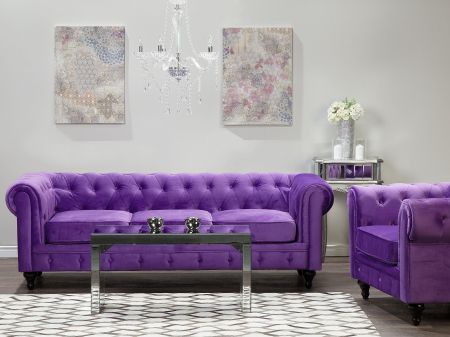 Canapele - Canapea cu 3 locuri CHESTERFIELD Catifea Violet