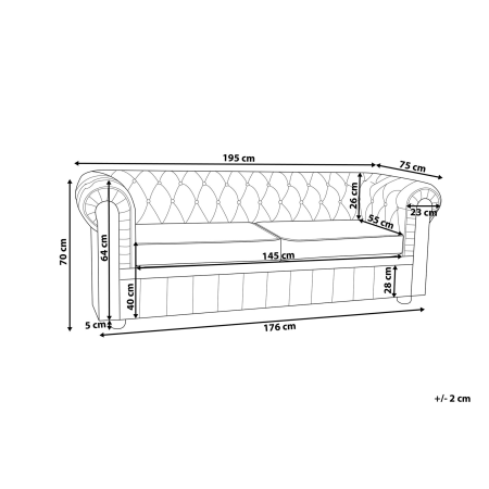 Canapea cu 3 locuri CHESTERFIELD Piele naturală Bej deschis [2]