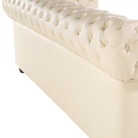 Canapea cu 3 locuri CHESTERFIELD Piele naturală Bej deschis [7]