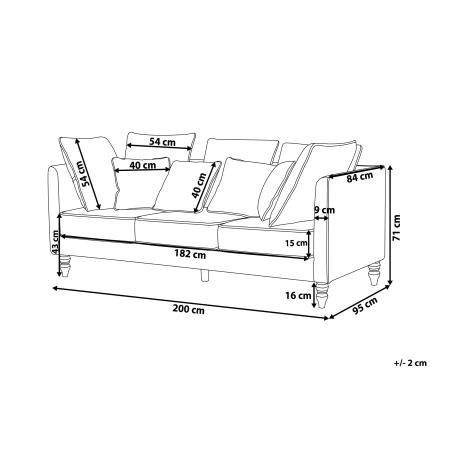 Canapea cu 3 locuri FENSTAD Catifea Gri [2]