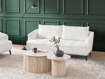 Canapele - Canapea cu 3 locuri HOBRO Boucle Alb