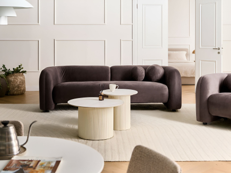 Canapele - Canapea cu 3 locuri LEIREN Catifea Maro închis
