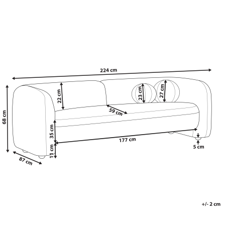 Canapea cu 3 locuri LEIREN Catifea Maro închis [2]