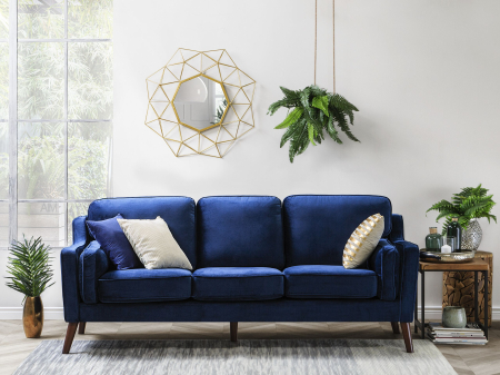 Canapea cu 3 locuri - 3-seater sofa LOKKA Velvet Navy Blue