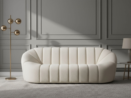 Canapele - Canapea cu 3 locuri LOMMA Boucle Alb