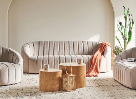 Canapele - Canapea cu 3 locuri MALUNG Catifea Bej