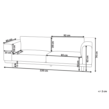 Canapea cu 3 locuri NIVALA Boucle Alb-murdar [2]