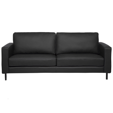 SAVALEN 3-seater sofa bed Natural leather Black [1]