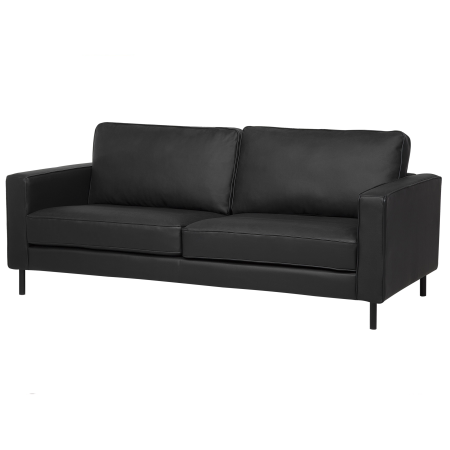 SAVALEN 3-seater sofa bed Natural leather Black [3]