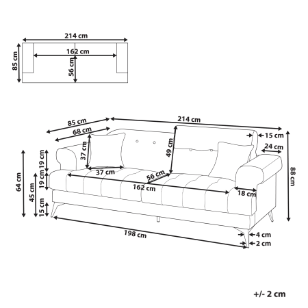 Canapea cu 3 locuri SKIVE Boucle Alb [2]