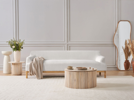 Canapele - Canapea cu 3 locuri SOSJO Boucle Alb-murdar