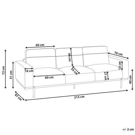 SOVIK 3-seater sofa Boucle Off-white [2]