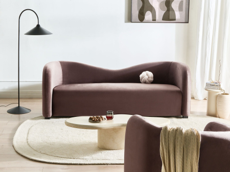 Canapele - Canapea cu 3 locuri VELTADA Catifea Maro închis