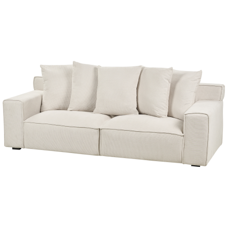 Canapea cu 3 locuri VISKAN Chenille Alb-murdar [3]