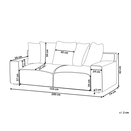 3-seater sofa VISKAN Velour Light Beige [2]