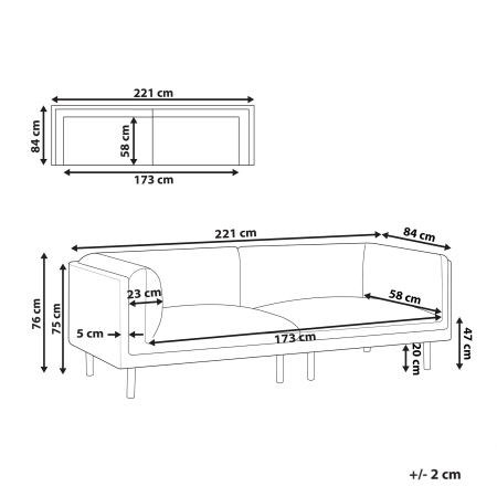 Canapea cu 3 locuri VORGOD Boucle Alb-murdar [2]