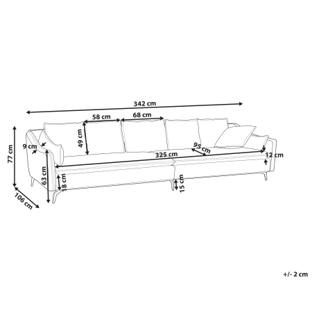 Canapea cu 4 locuri AURE Catifea Gri deschis [2]