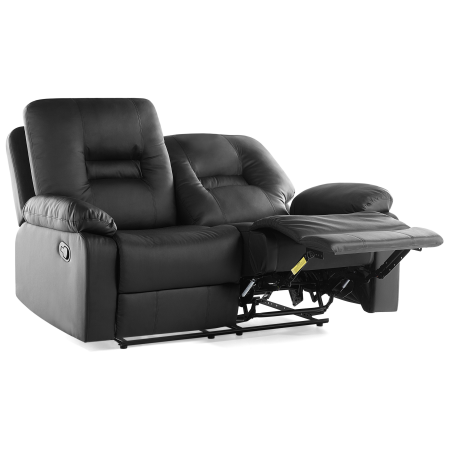 Canapea cu recliner manual cu 2 locuri BERGEN Piele ecologică Negru [1]