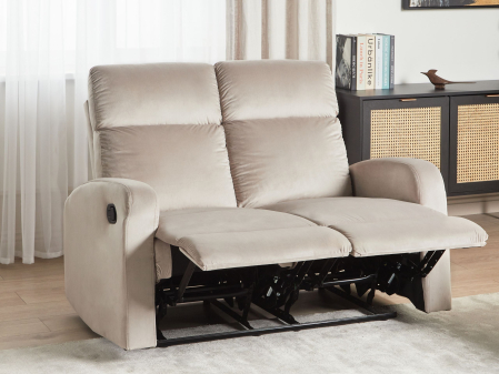 Canapea cu 2 locuri - Canapea cu recliner manual cu 2 locuri VERDAL Catifea Taupe