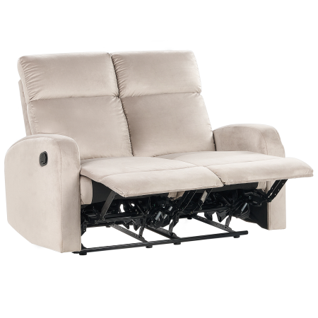 2-seater sofa bed with manual recliner VERDAL Taupe velvet [1]