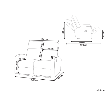 2-seater sofa bed with manual recliner VERDAL Taupe velvet [2]