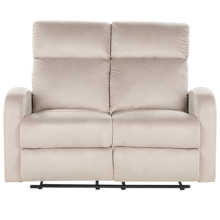 2-seater sofa bed with manual recliner VERDAL Taupe velvet [3]