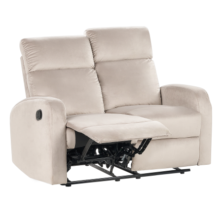 2-seater sofa bed with manual recliner VERDAL Taupe velvet [5]