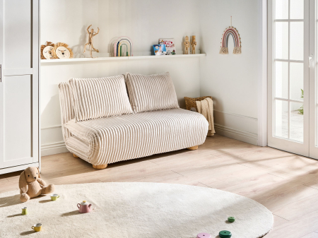 Canapea extensibilă - Canapea extensibilă cu 2 locuri ABISKO Blană artificială Alb-murdar