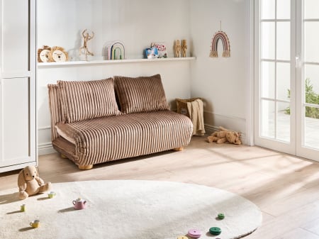 Canapea extensibilă - Canapea extensibilă cu 2 locuri ABISKO Blană artificială Maro deschis