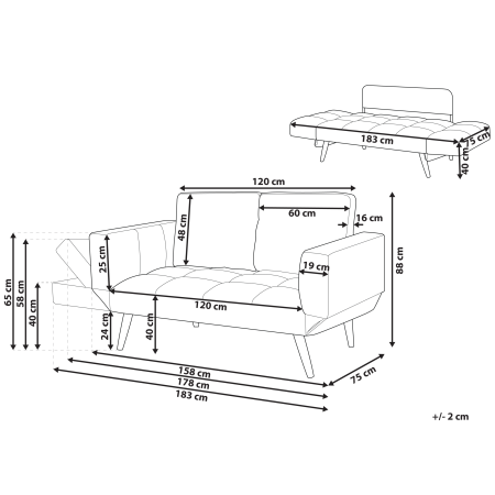 2-seater sofa BREKKE Black Extendable [2]